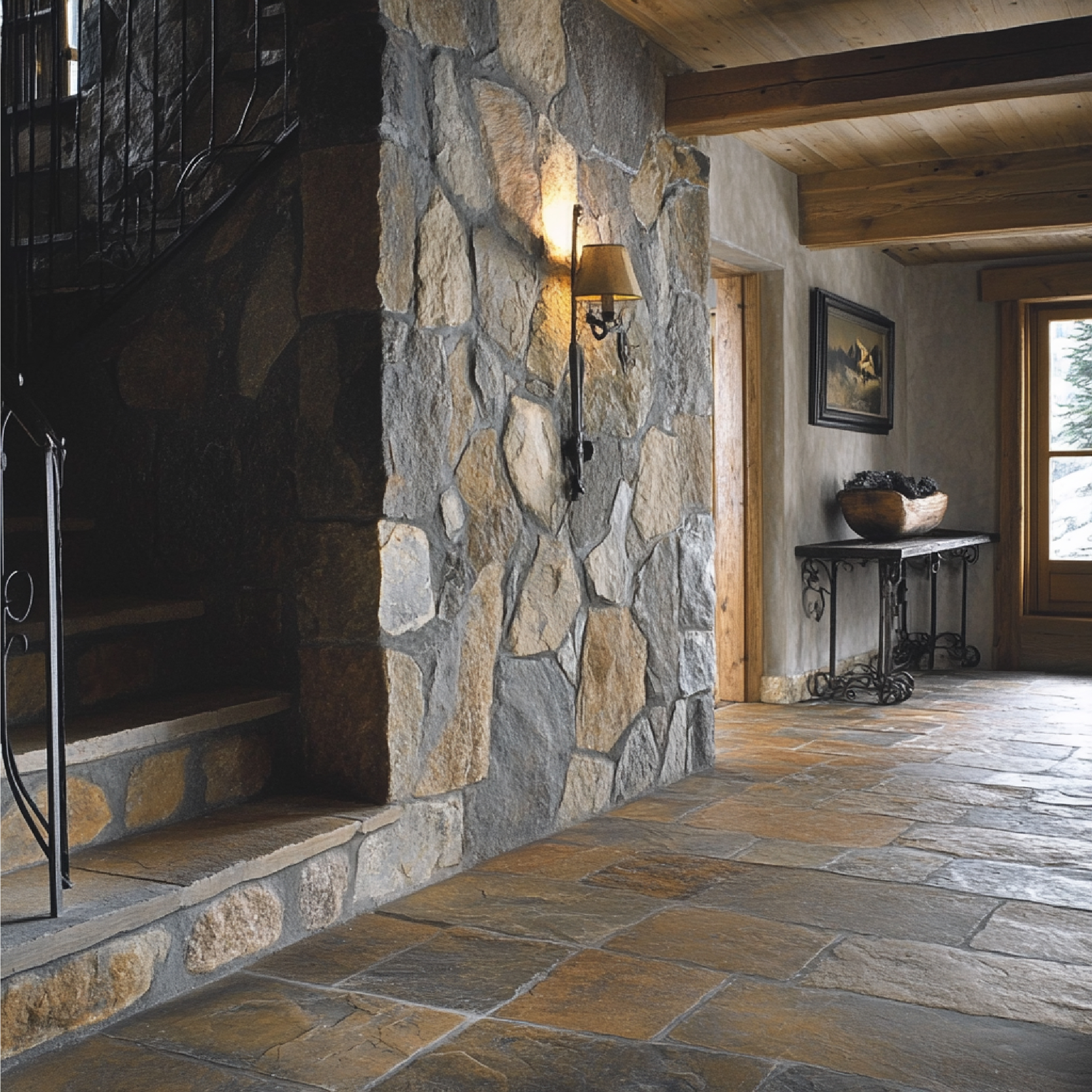 Mur en pierre rustique